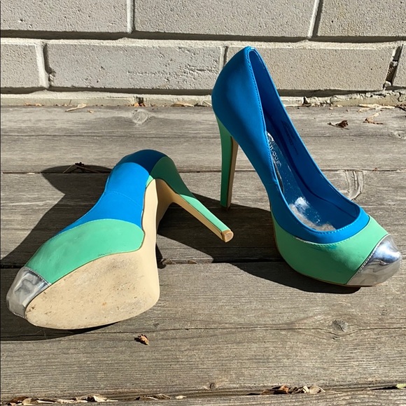 Women’s JustFab color block platform heels - Picture 4 of 5